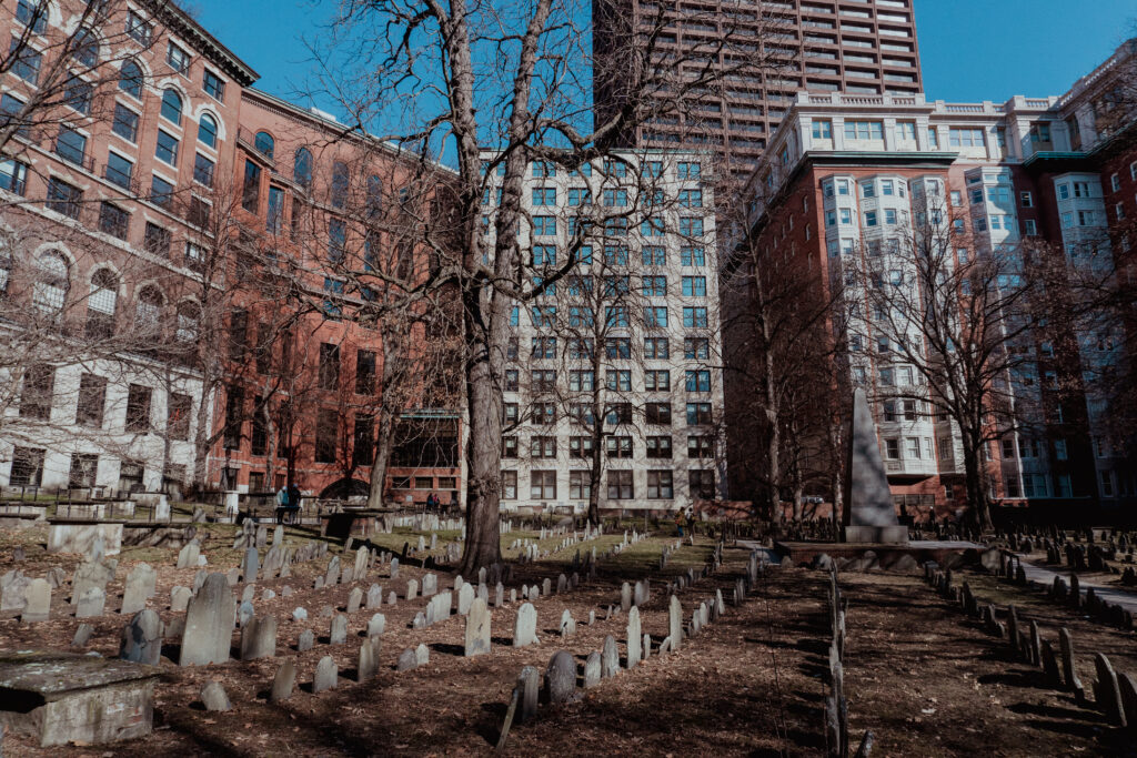 The Granary Burying Ground sets an erie tone in Boston's city center. It is a must see for your Boston solo trip. 