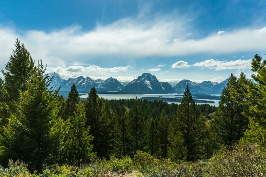 The view of Jackson Lake from Signal Mountain in Grand Teton National Park. 