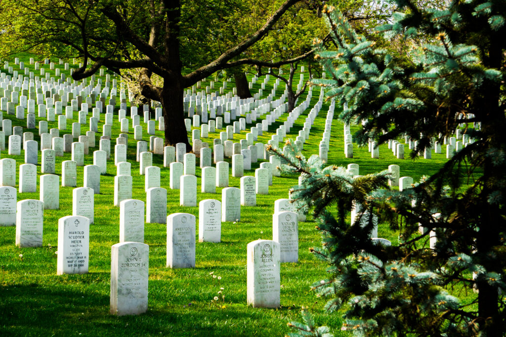 Arlington Cementary is home to thousands of tombstones.