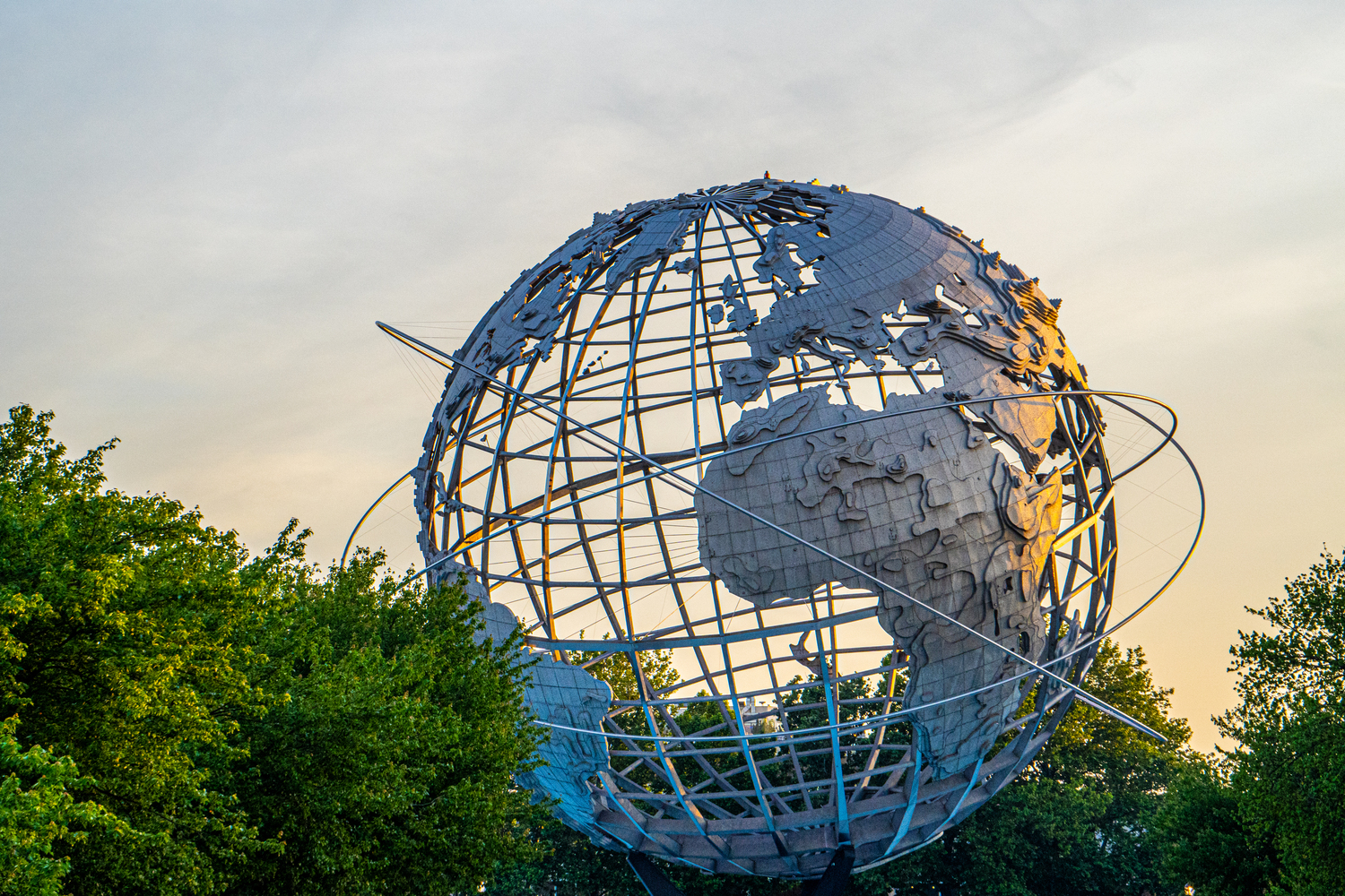 The unisphere at Golden Hour in Fleshing Meadows Park.
