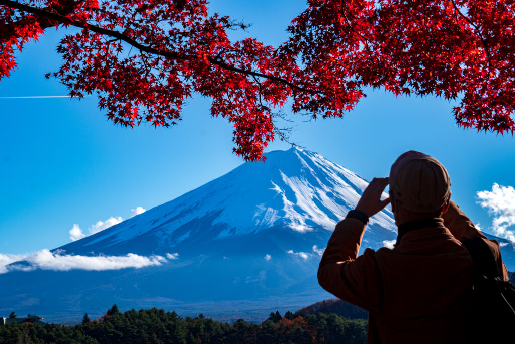 Mt. Fuji during fall time.