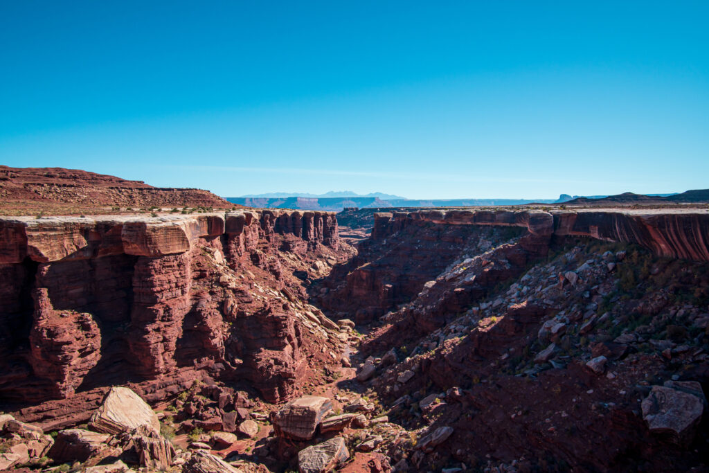 The bottom of the Gooseberry Trail in Canyonlands National Park. 