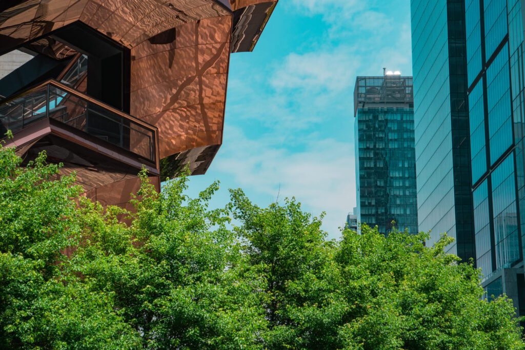 A close-up view of the Vessel at Hudson Yards.