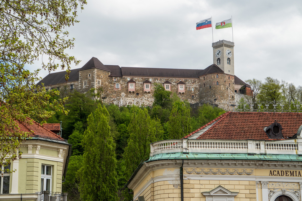 The Ljubljana Castle stands over the Old Town. Visiting Ljubljiana is part of my one-month Balkans travel itinerary. 