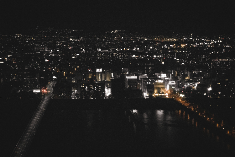 The night view of Osaka from the Umeda Sky Building